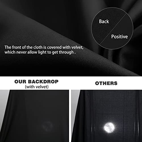 10x20ft Black Photography Backdrop Curtain, Polyester Fabric with 4 Clamps for E