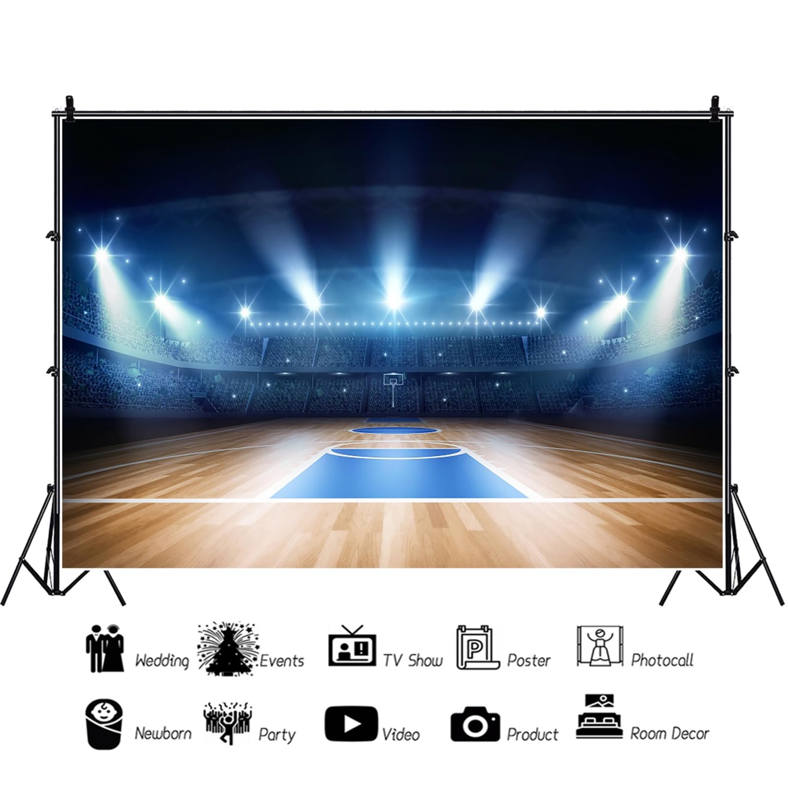 10×6.5ft Empty Basketball Stadium Theme Photography Backdrop Background