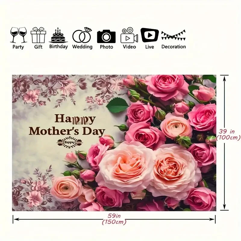 1pc Mother’s Day Vinyl Banner Photo Props – Party and Home Decor Supplies