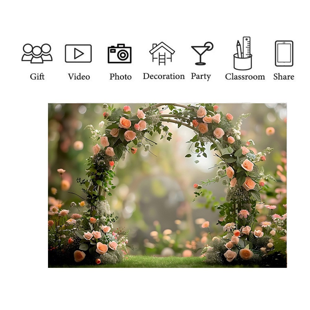 210x150cm Photography Background Fabric Wreath Scenery Wedding 3D Party3558
