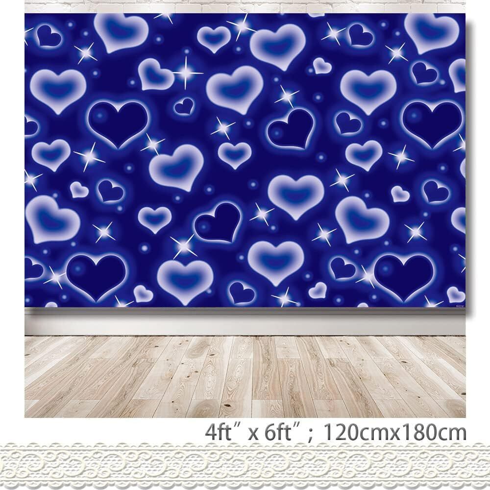 Blue Hearts Photography Backdrop Early 2000s Photo Background 90s Birthday Pa…