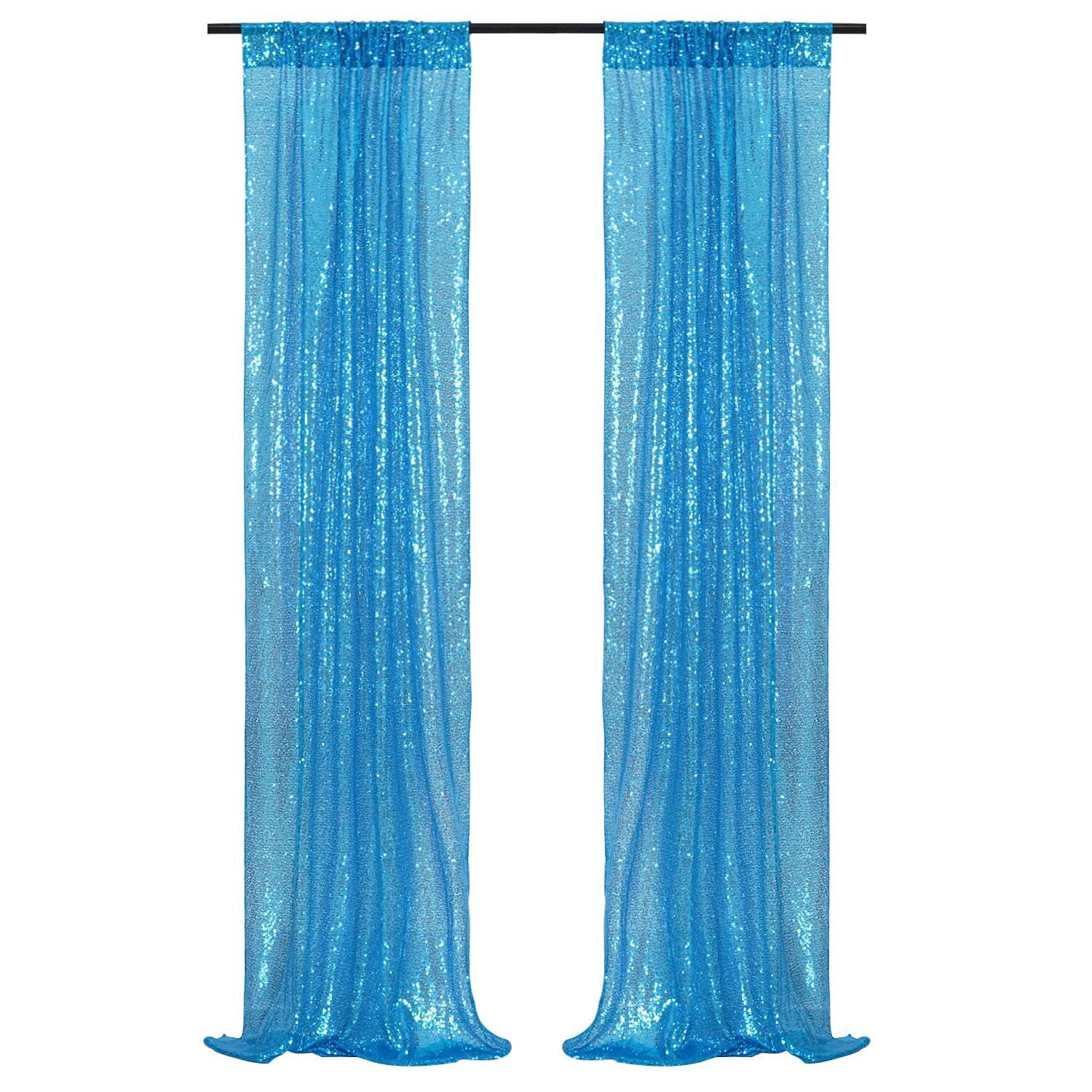 Turquoise Sequin Backdrop Curtains 4 Panels Sequin Backdrop 2FTx8FT Sequin Cu…