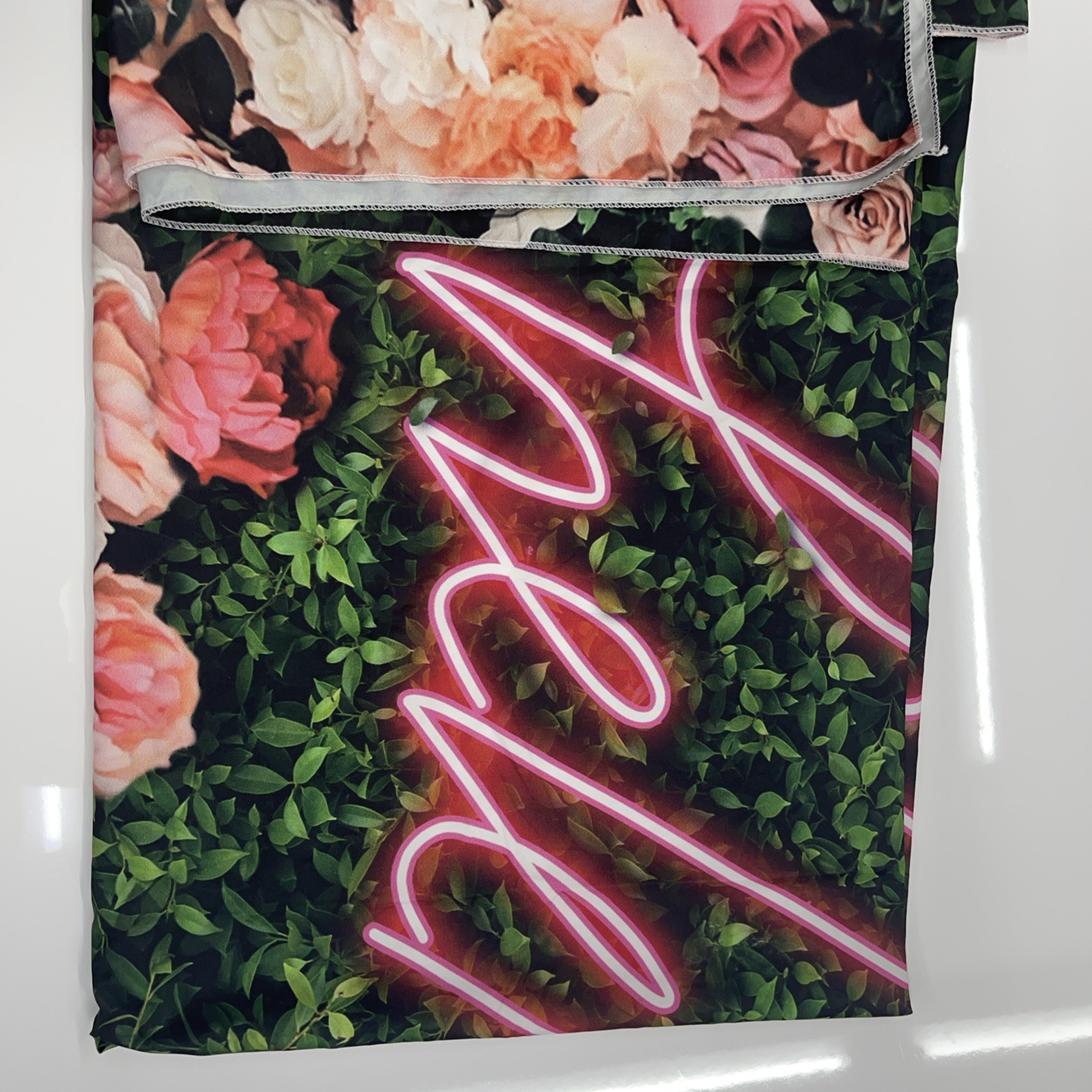 Happy Birthday Backdrop for Women Neon Flower 7Wx5H A-Birthday （Green Rose）