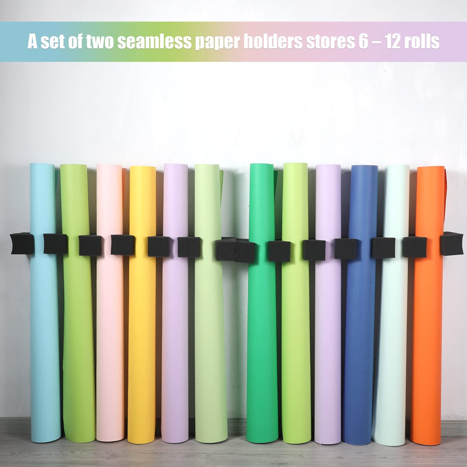 Colarr 2 Sets Seamless Paper Roll Storage Clip Photo Backdrop Wrap Paper Storage