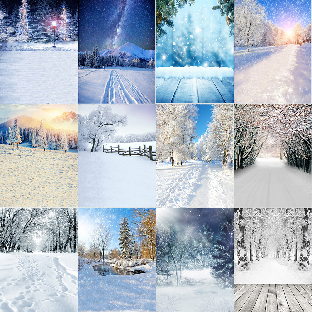 Snow Photography Background Winter Photographic Backdrop Christmas Stage Party