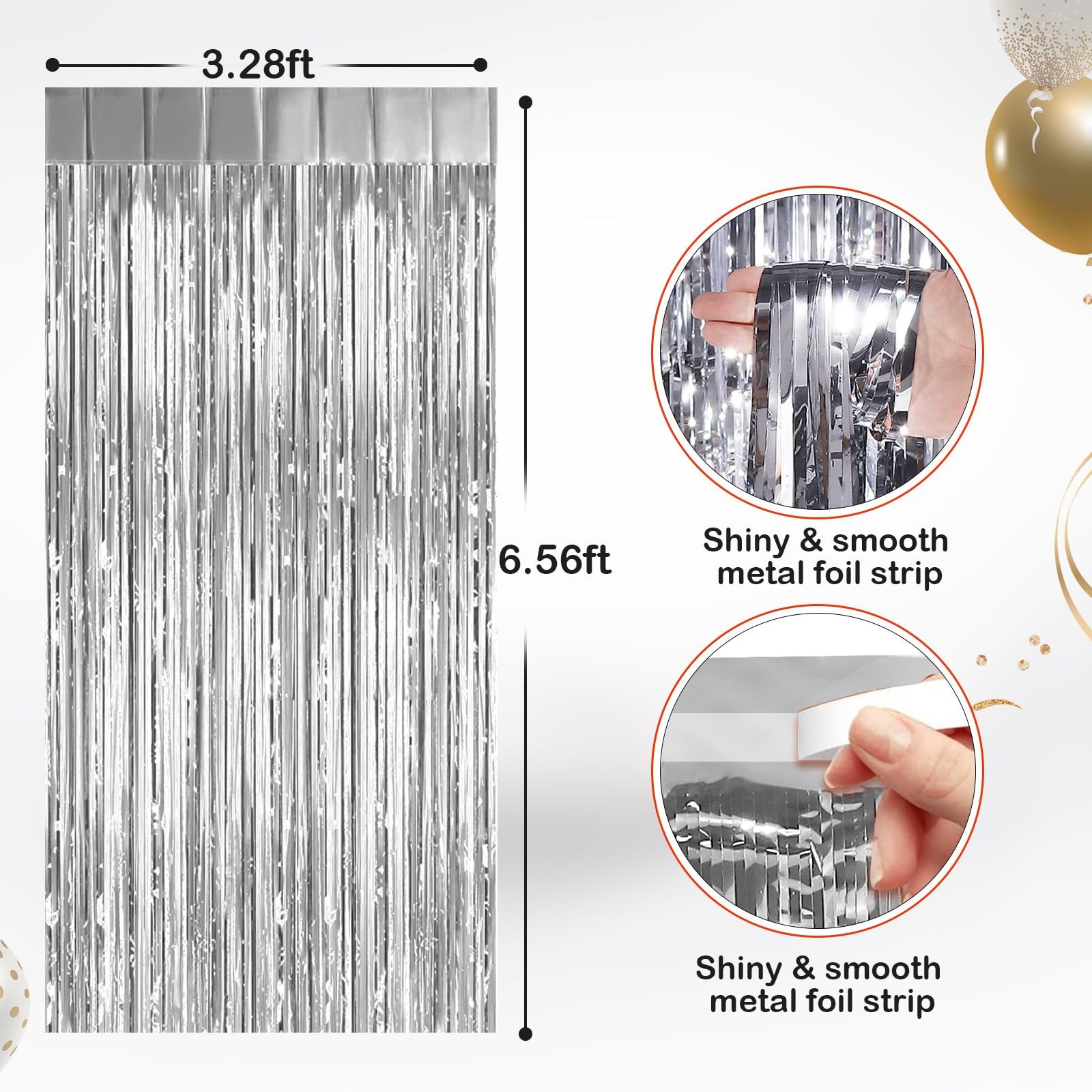 Silver Metallic Tinsel Foil Fringe Curtains Party Door Streamers Decor 2 PCS