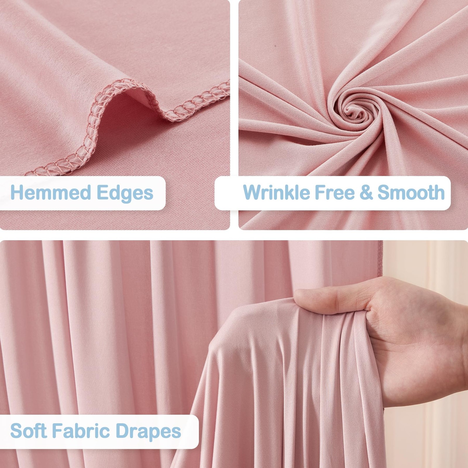 10 Panles Dusty Rose Backdrop Curtains – W4′ x H10′(10 panels),