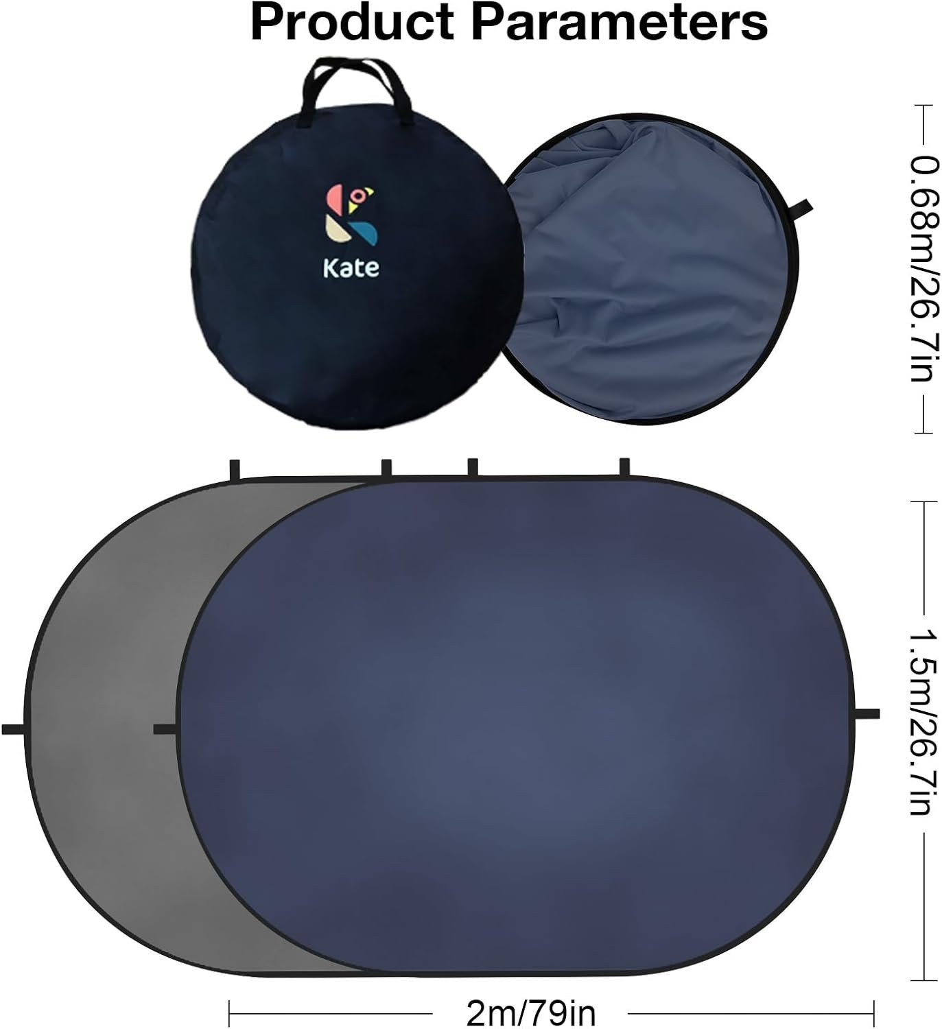 Backdrop Grey Blue Texture Kate 5×6.5ft(1.5x2m) Collapsible Pop up Reversible,