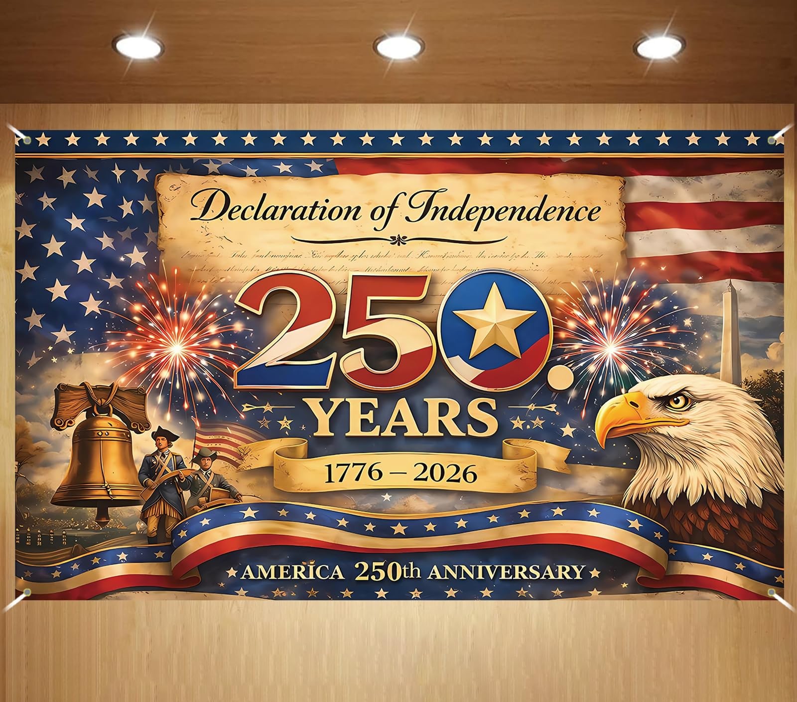America 250 Anniversary Photo Backdrop Patriotic Banner 4th of July Colorful