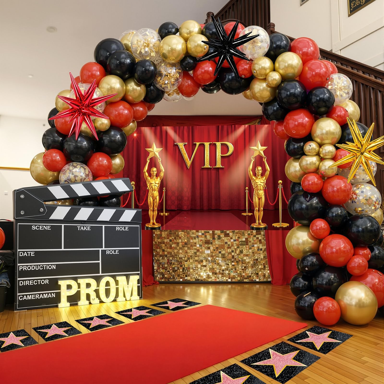 108 Pcs VIP Theme Party Decorations – Red Carpet with VIP Photo Backdrop Star…