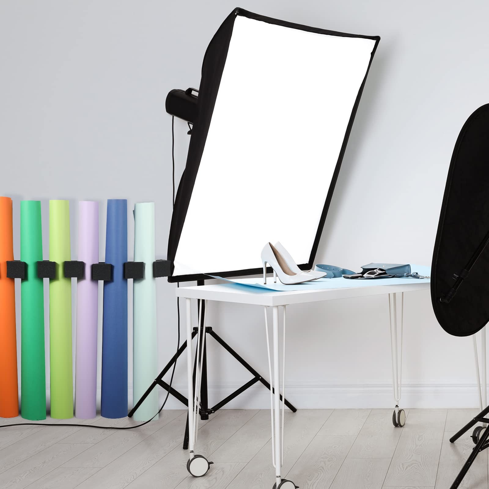 Colarr 2 Sets Seamless Paper Roll Storage Clip Photo Backdrop Wrap Paper Storage