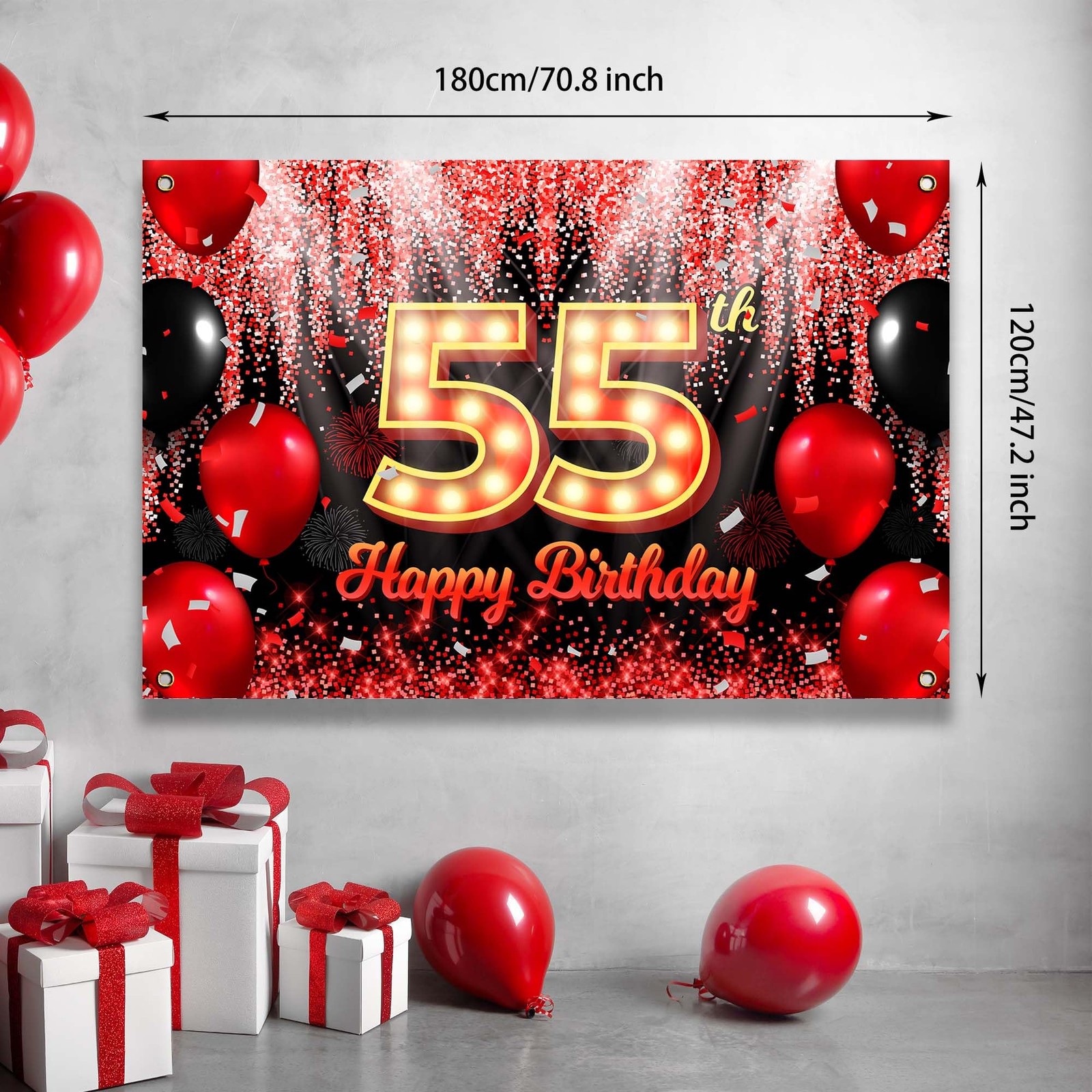 Happy 55Th Birthday Banner Backdrop Party Decoration Supplies Booth Background