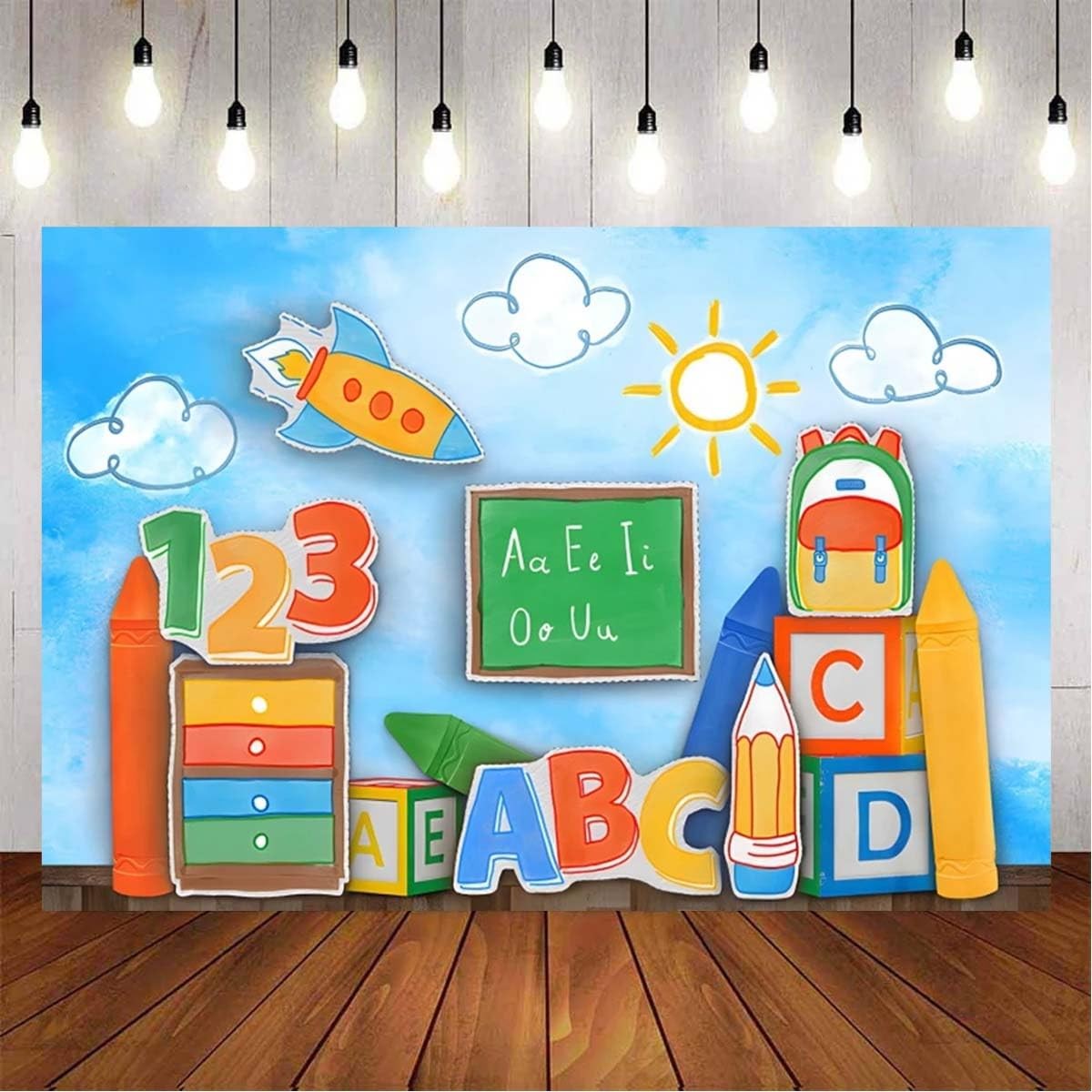 Back To School Photography Backdrop Chalkboard Classroom Photo 5x3Feet Decor