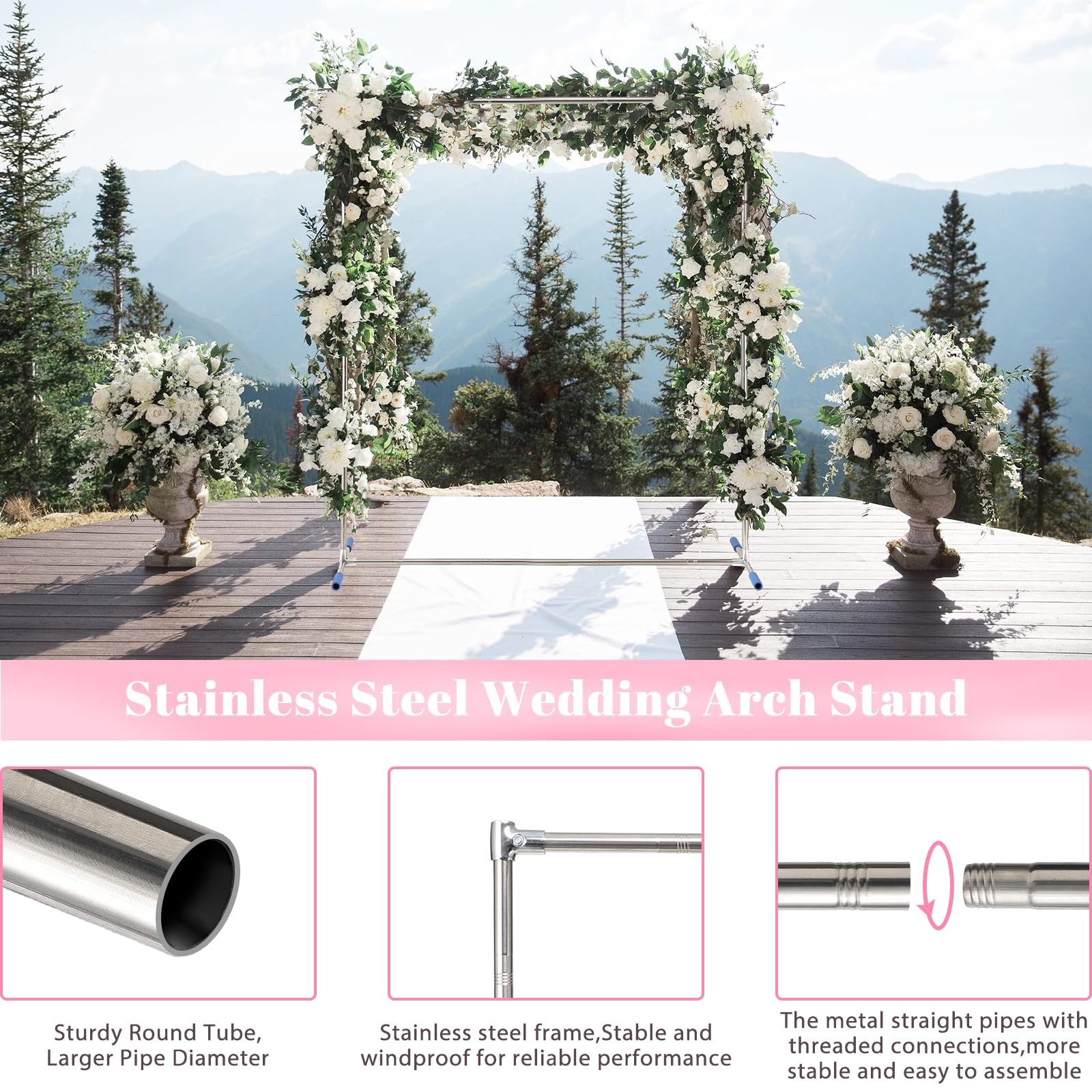 Arch Backdrop Stand7x6 FT Metal Wedding Square Backdrop Stand for Ceremony Sq…