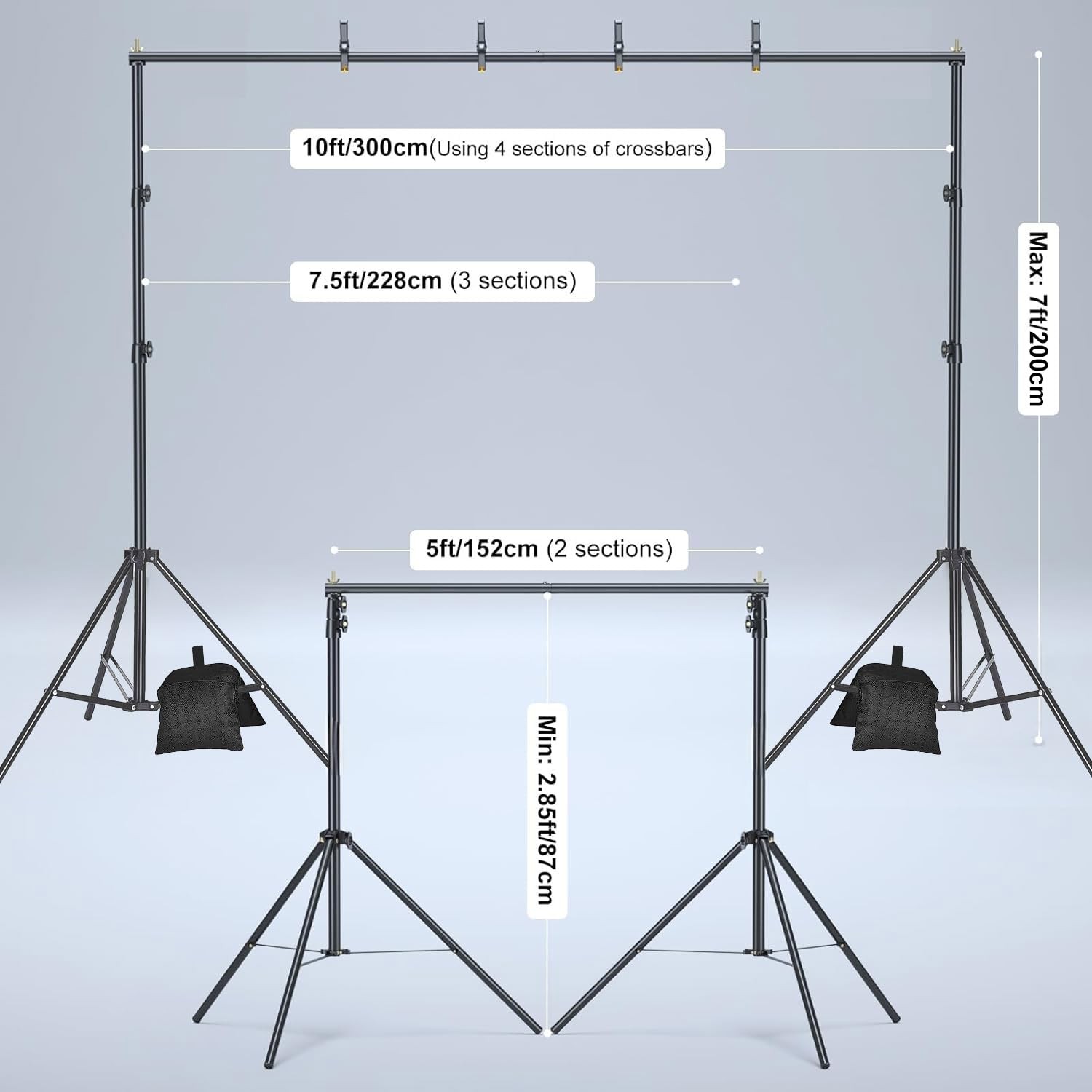 10×6.5ft Backdrop Stand, Photo Video Studio Adjustable&Lockable Heavy Duty Ba…