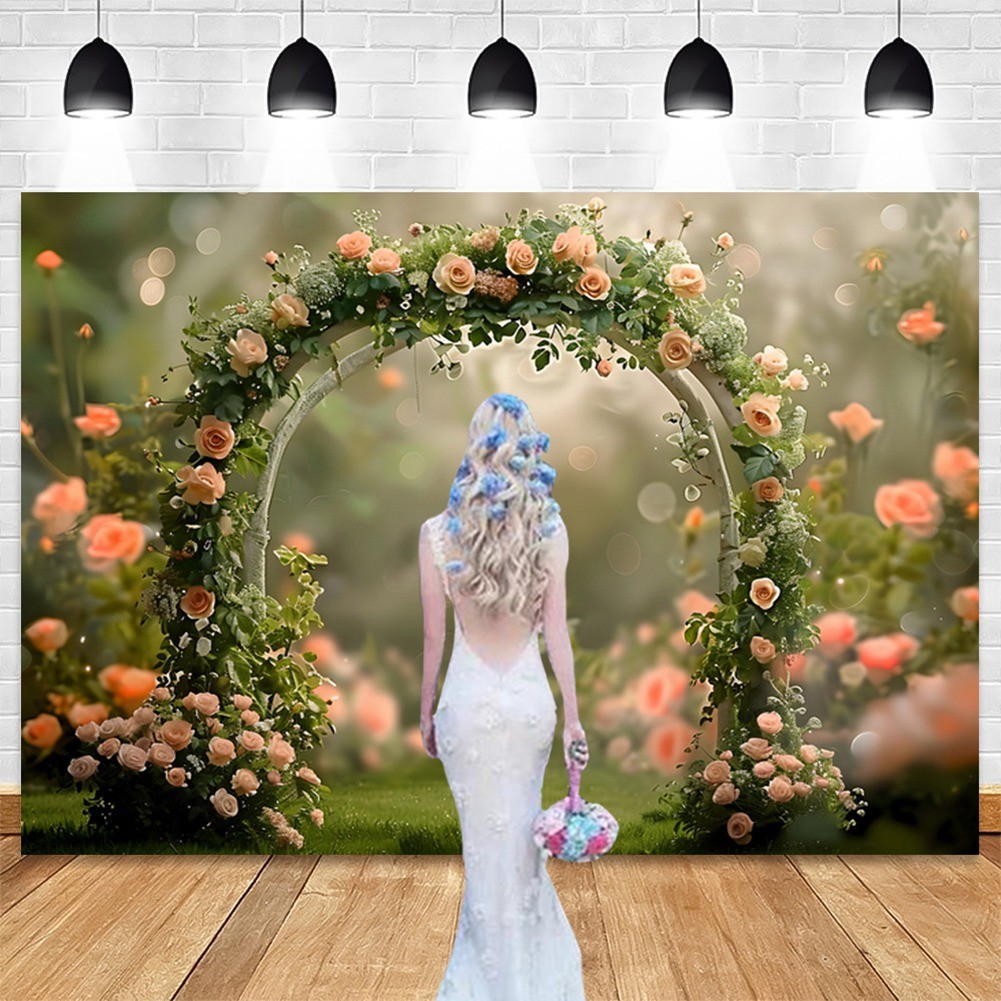 210x150cm Photography Background Fabric Wreath Scenery Wedding 3D Party1102