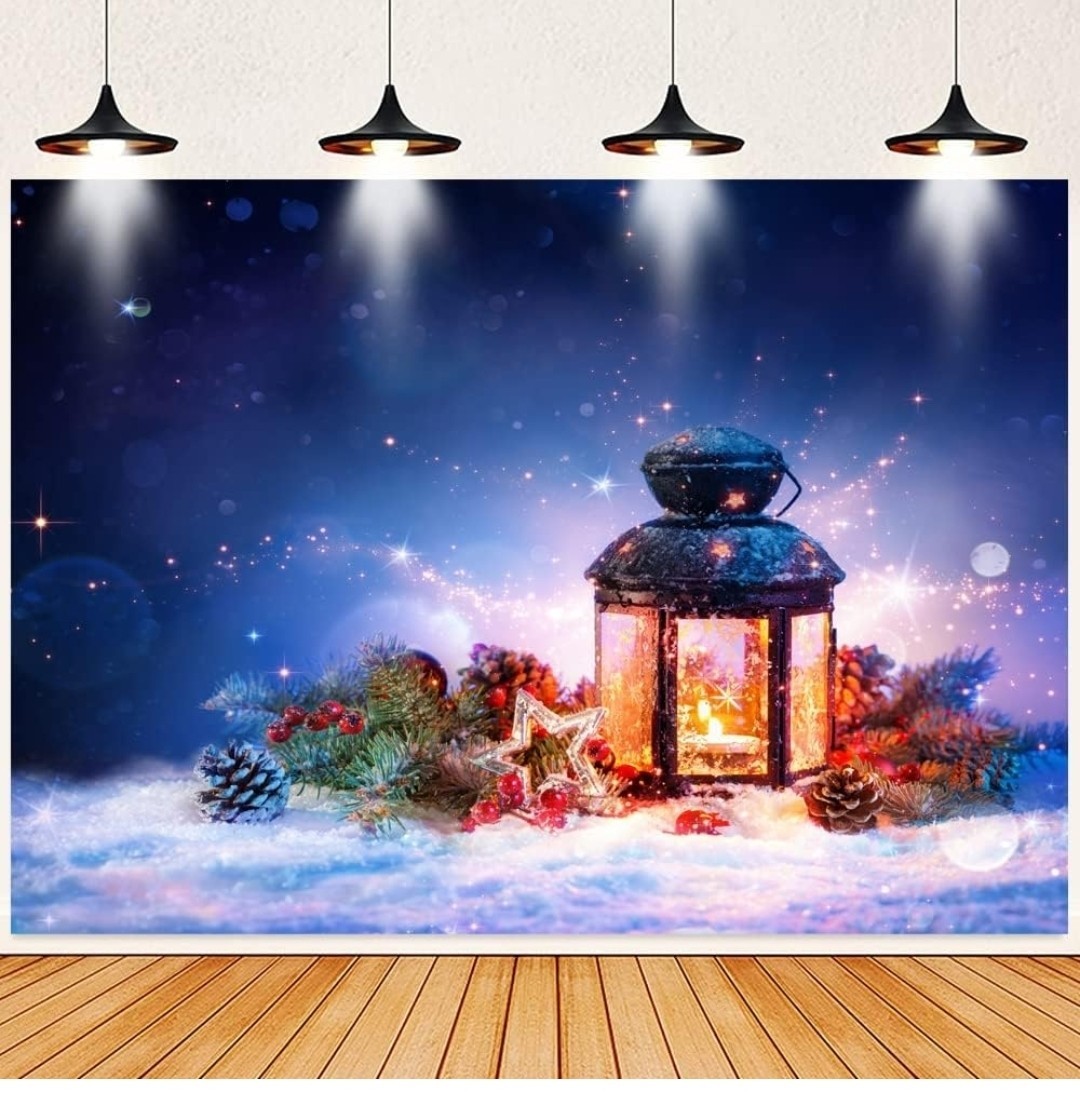 7x5ft Winter Snow Light Backdrop Snowy Scene Photo Christmas Backdrops for P…