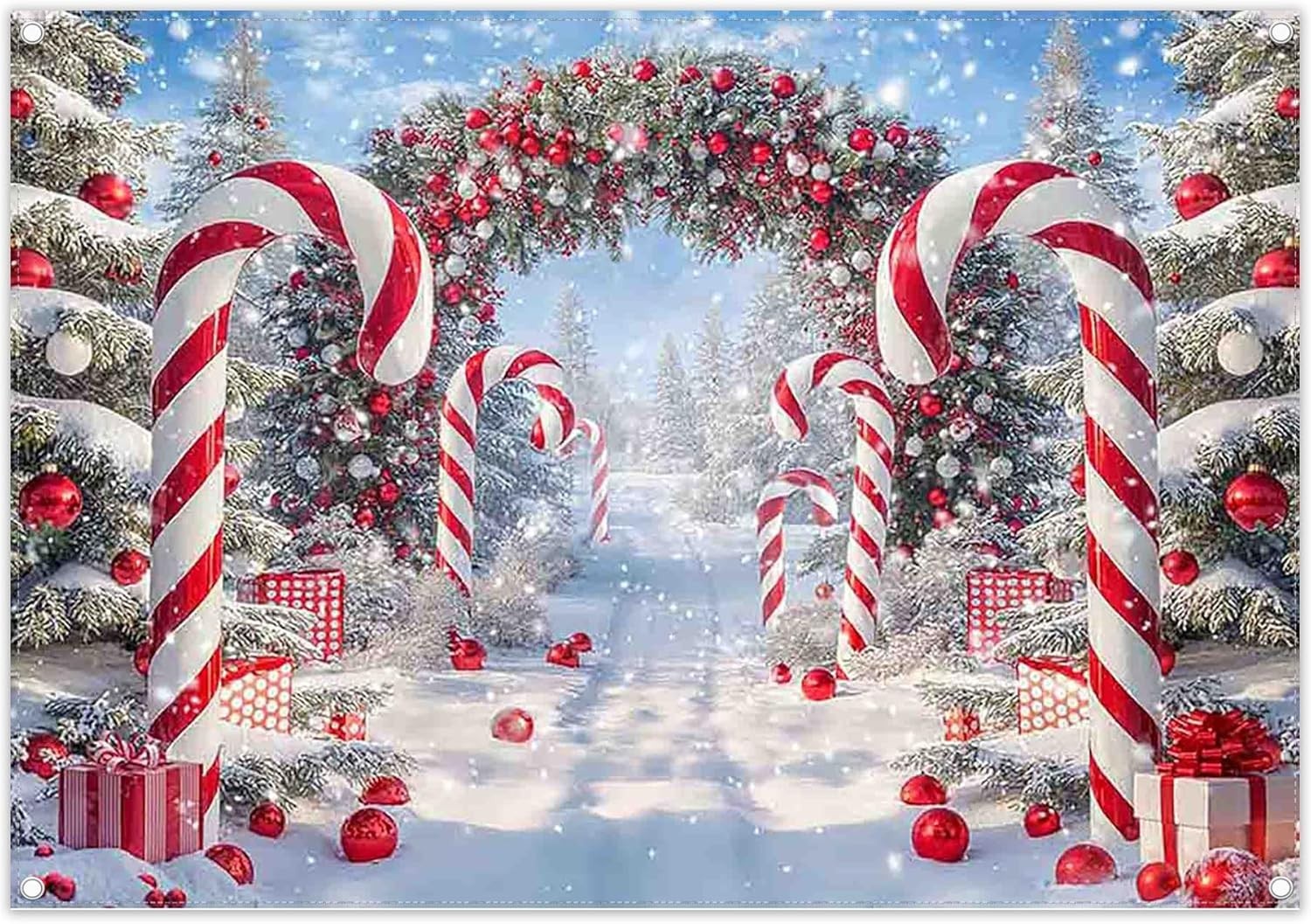 7x5ft Winter Snow Scene Backdrop for Christmas Parties Durable Polyester Fabric