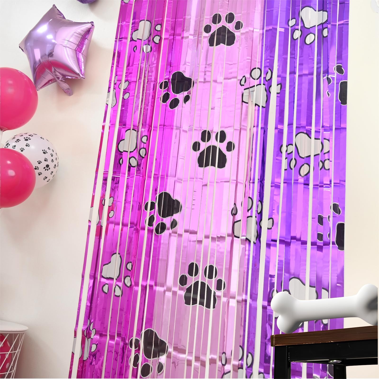 Pink Paw Birthday Decorations, 2 Pack Pink and Light Purple Birthday Party Su…
