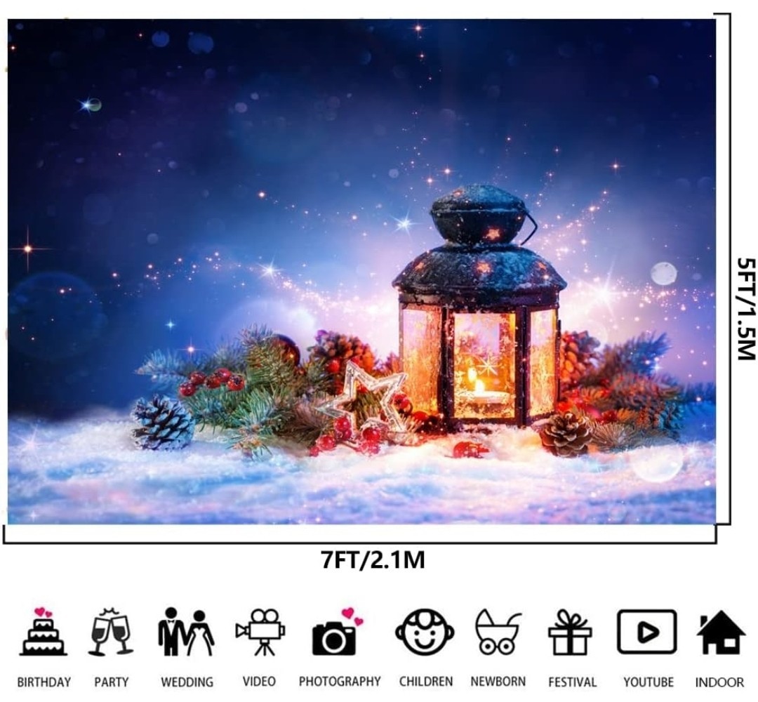 7x5ft Winter Snow Light Backdrop Snowy Scene Photo Christmas Backdrops for P…