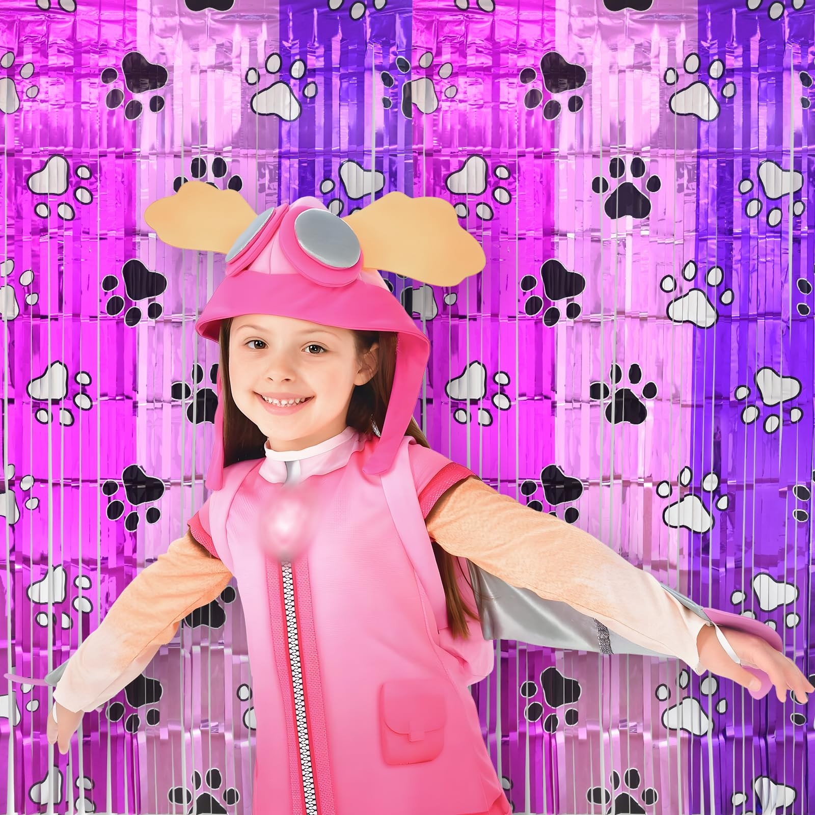 Pink Paw Birthday Decorations, 2 Pack Pink and Light Purple Birthday Party Su…