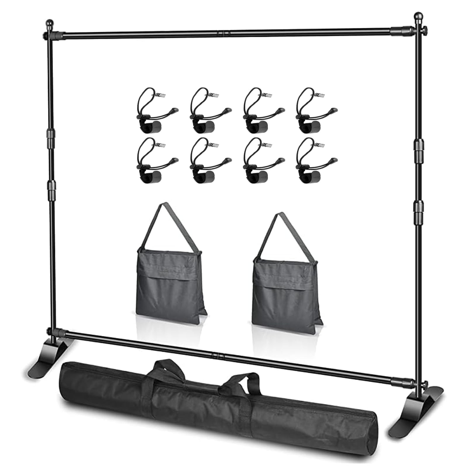 Adjustable Photo Backdrop Banner Stand with 10 X 8ft（W X H） Telescopic Tubes,…