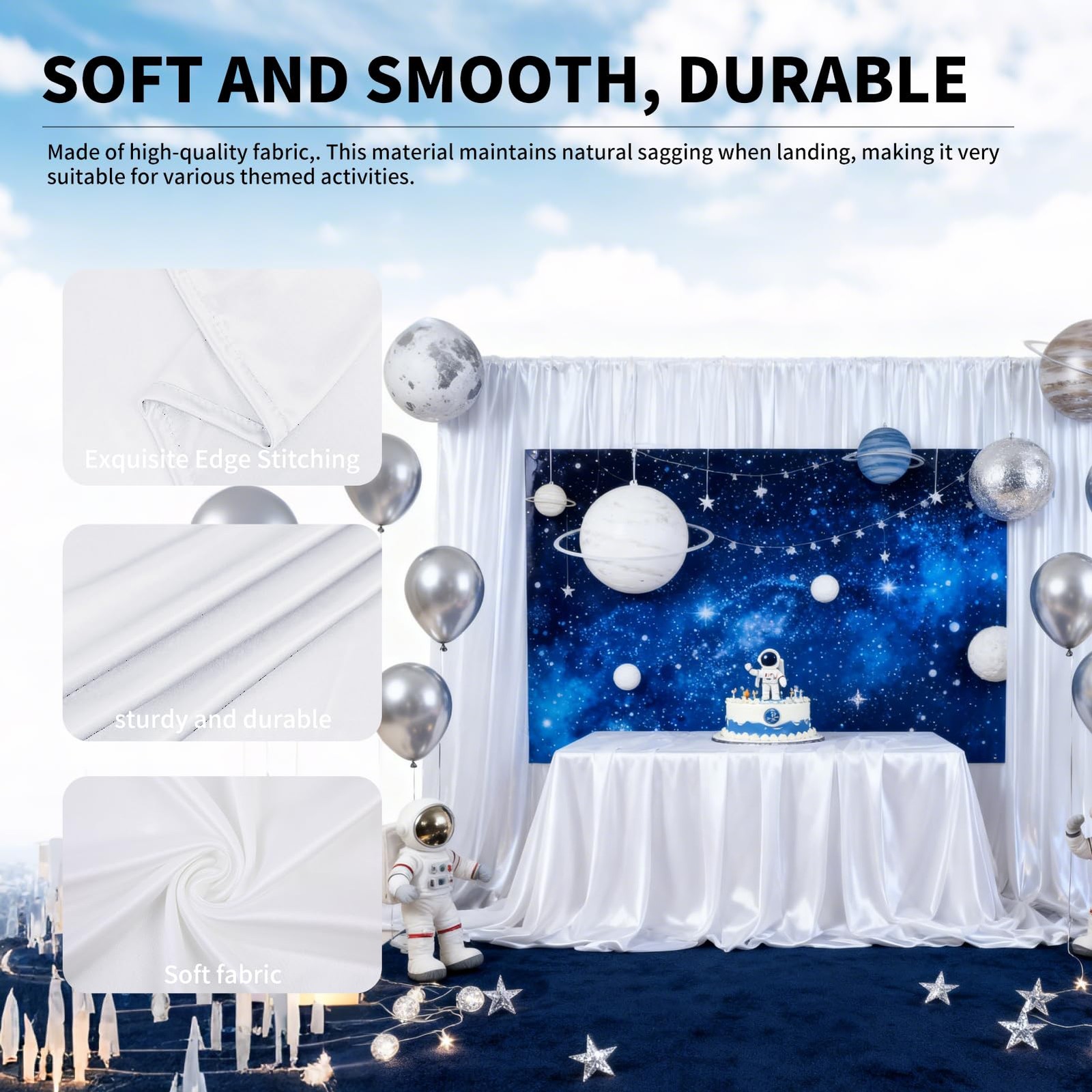 2 PCS 10×10 Ft Photo Stage Backdrop Panels Curtains Drapes Photography White