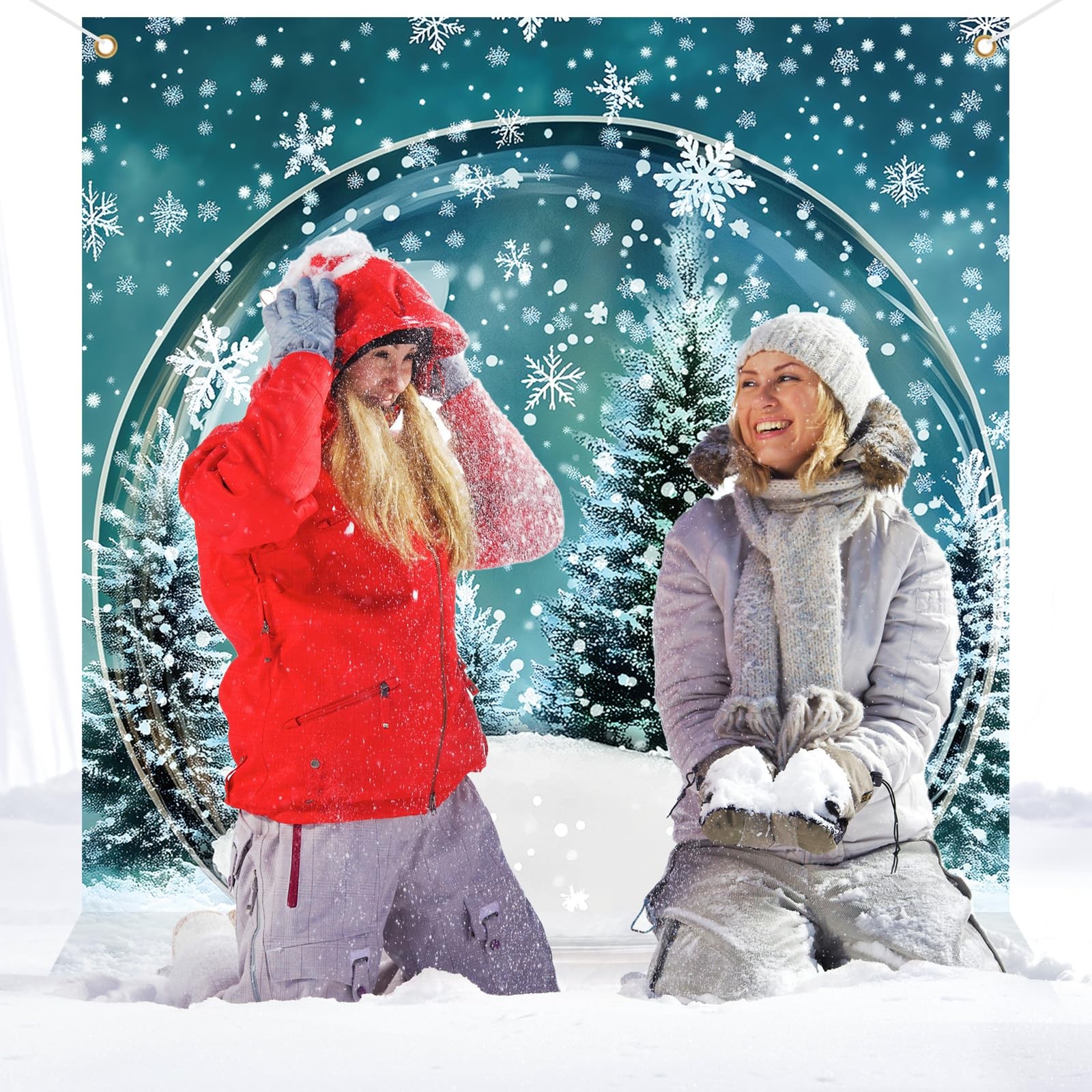 7 x 5ft Winter Snow Globe Backdrop Snowflake Wall Decor Banner Winter Photogr…