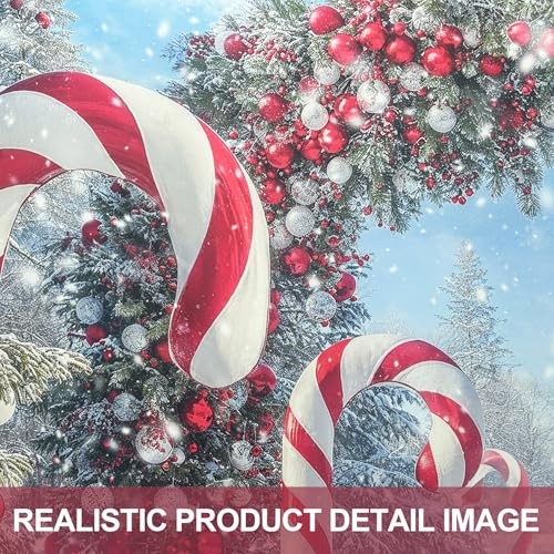 7x5ft Christmas Cane Candy Photography Backdrop – Winter Snow Scene