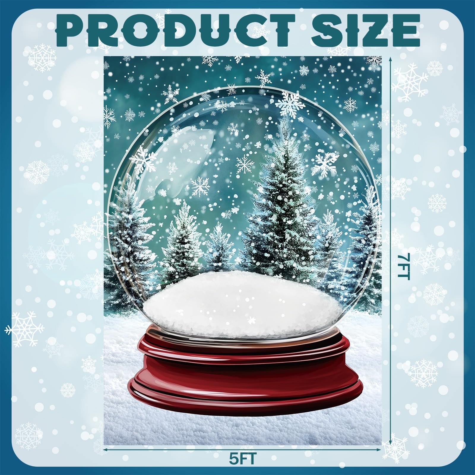 7 x 5ft Winter Snow Globe Backdrop Snowflake Wall Decor Banner Winter Photogr…