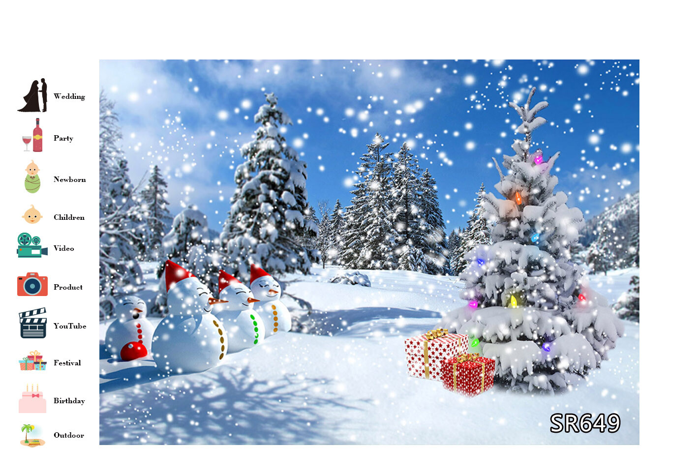 10x8ft Winter Snow Pine Trees Xmas Cute Snowman Photo Background Vinyl Backdrop