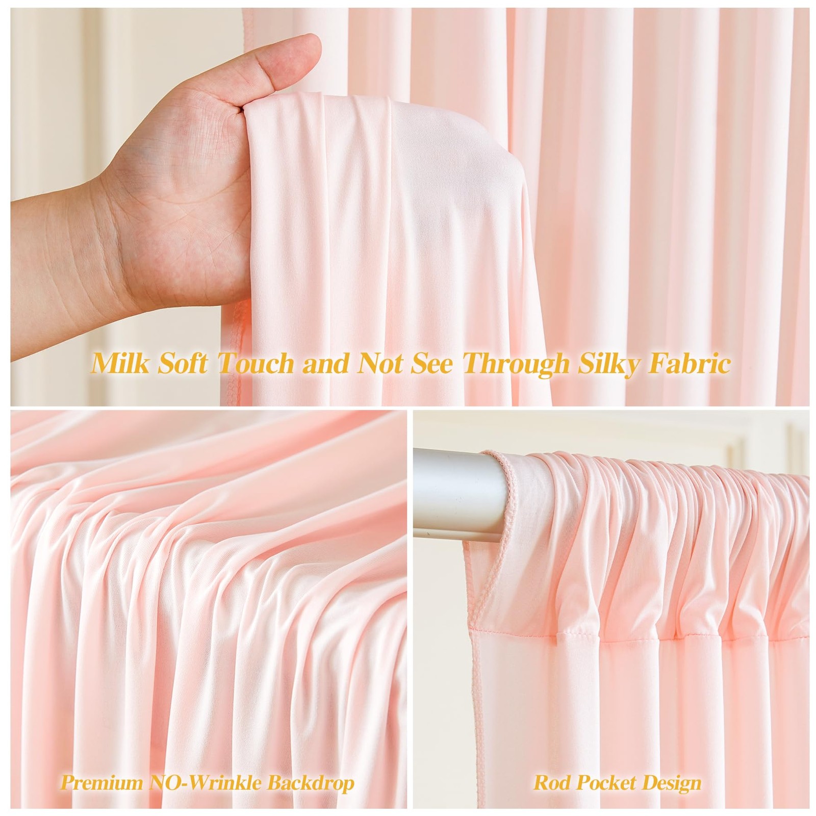 10x10ft Light Pink Backdrop Curtains for Baby Shower Wrinkle Free Pink Photo …