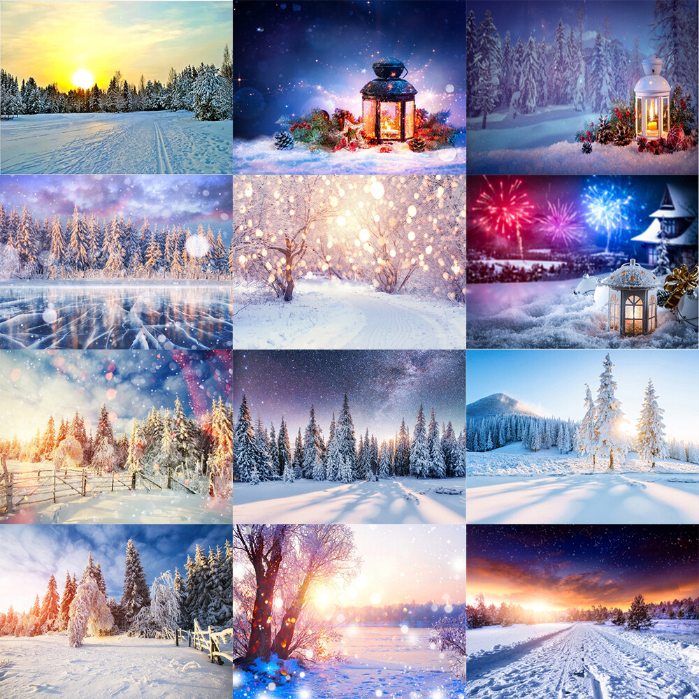 Snow Photography Background Winter Photographic Backdrop Christmas Stage Party