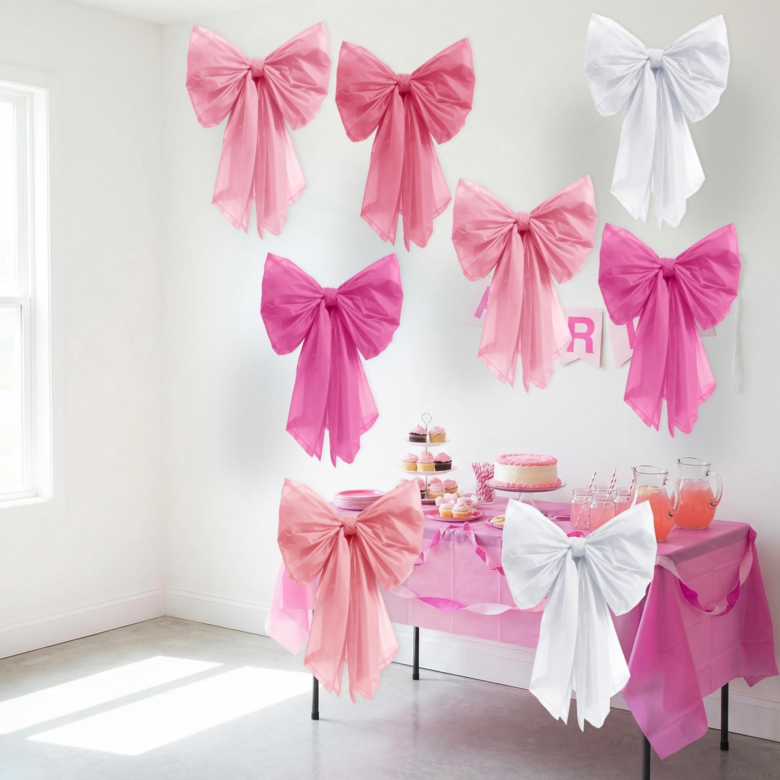 10 PCS Pink Bow Wall Decor DIY Giant Big Hanging Wedding Birthday Backdrop