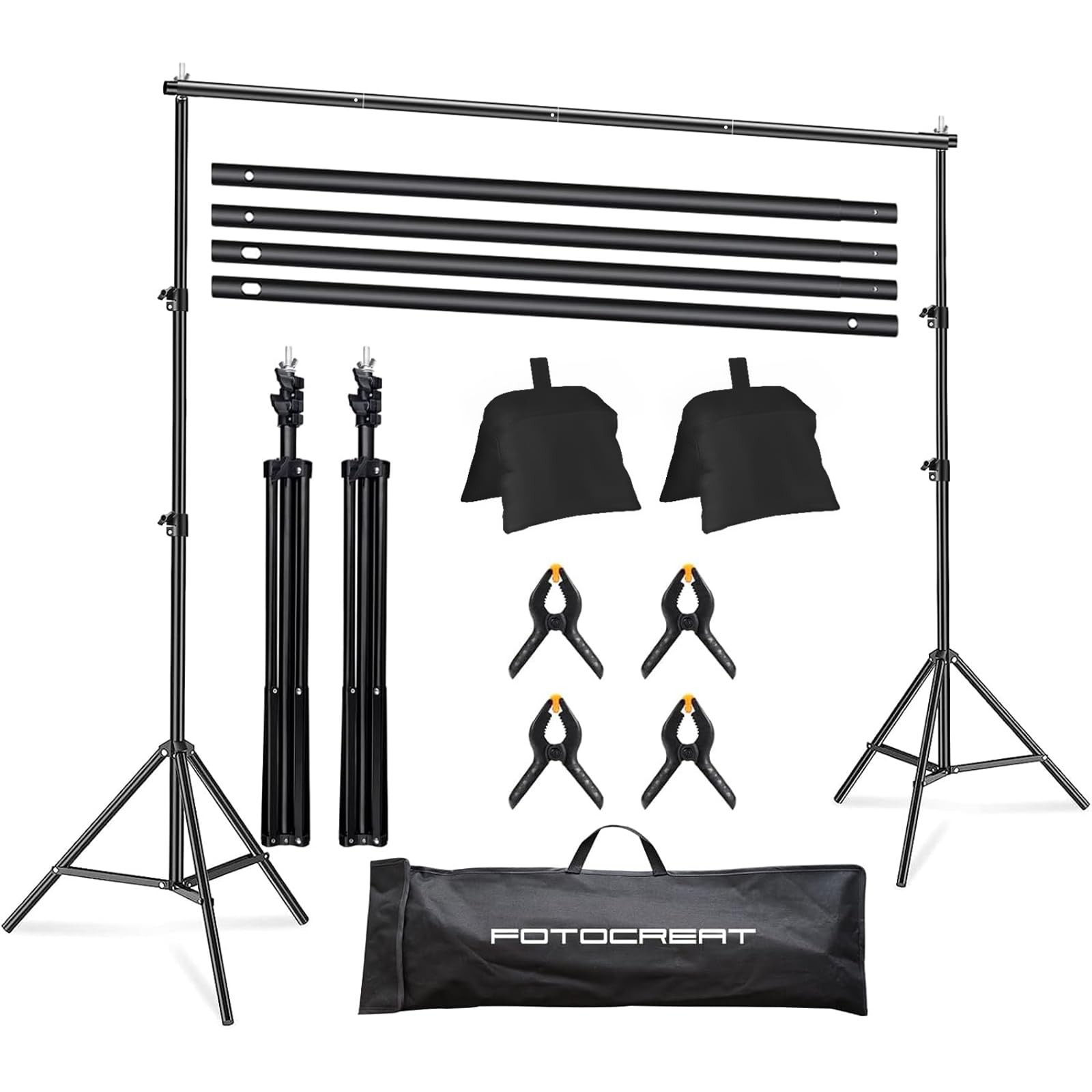 10×6.5ft Backdrop Stand, Photo Video Studio Adjustable&Lockable Heavy Duty Ba…