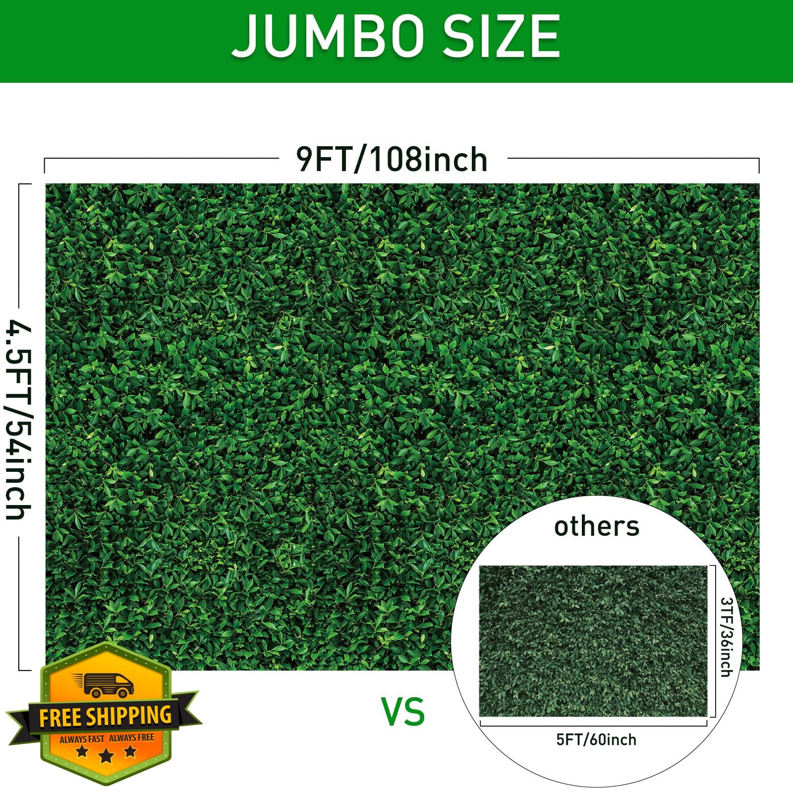 Tatuo 6 green leaves backdrop 9×4.5ft