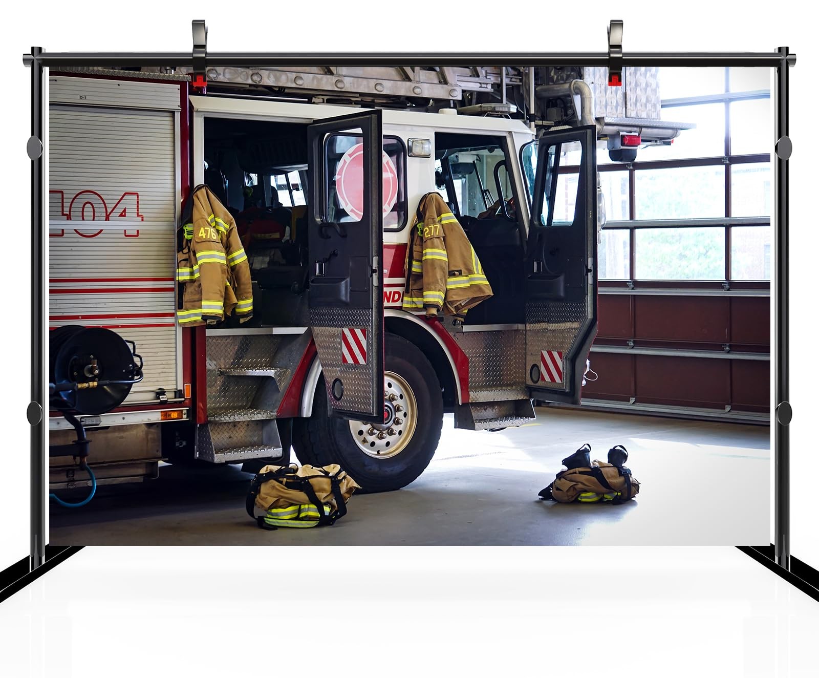 7ftx5ft Fire Station Interior Photography Backdrop Fire Truck Firefighter Sui…
