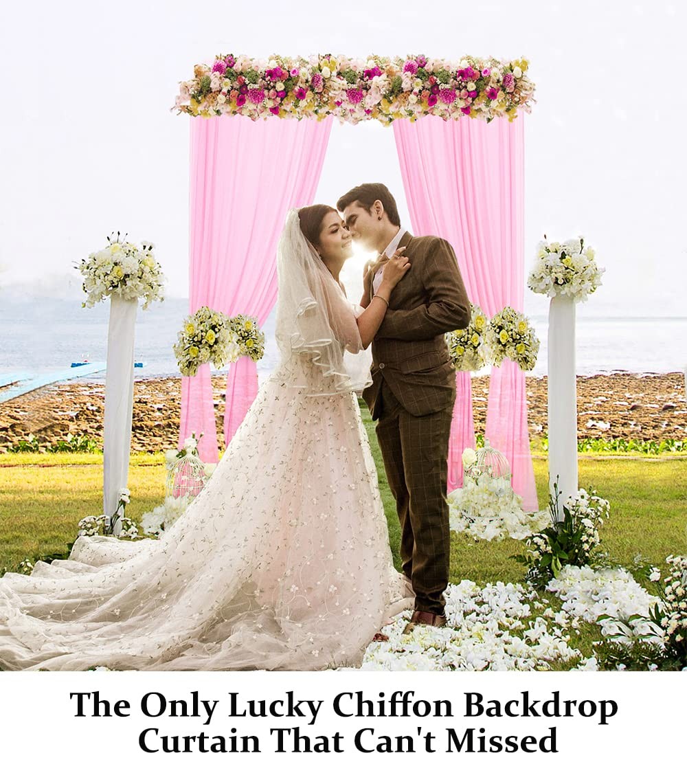 DUOBAO Pink Chiffon Backdrop Curtain-2 Panels 29×120-Inch Wedding Draping Beach
