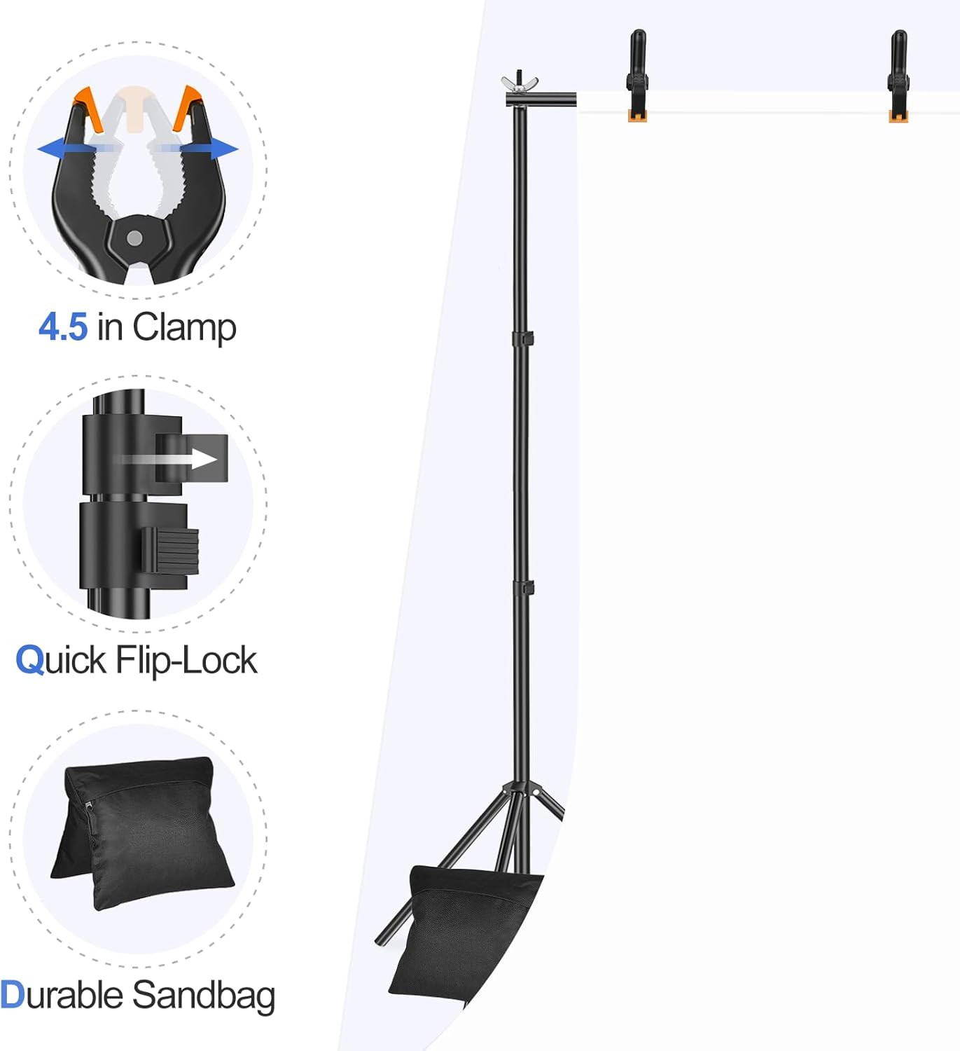 Backdrop Stand 10X8.5Ft(Wxh) Photo Studio Adjustable Background Stand Support Ki
