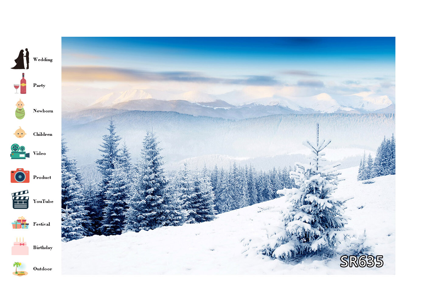10x8ft Winter Snow Mountain Landscape Pine Trees Photo Background Vinyl Backdrop