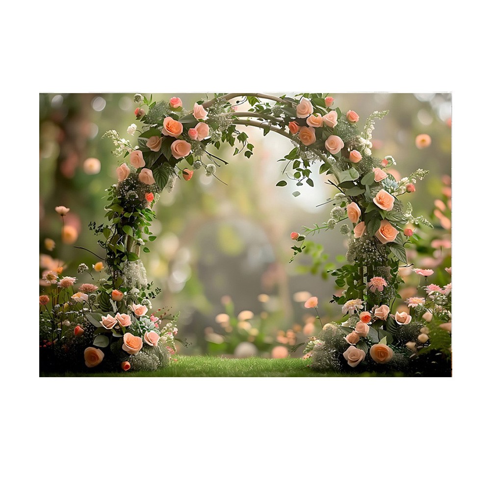 210x150cm Photography Background Fabric Wreath Scenery Wedding 3D Party3558