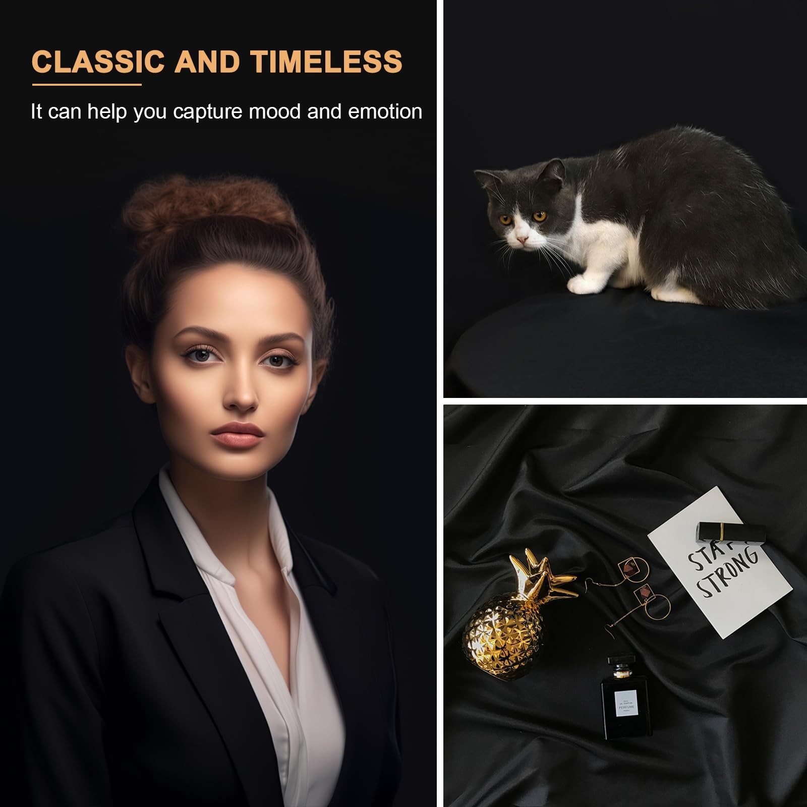 10×10 FT Black Backdrop Background for Photography, Large Photo Backdrop Curt…