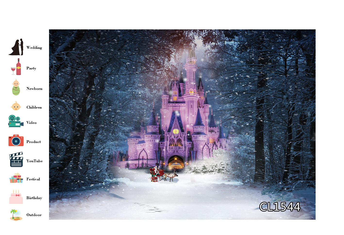 10x8ft Winter Snow Forest Trees Fairy Castle Photo Background Vinyl Backdrop LB