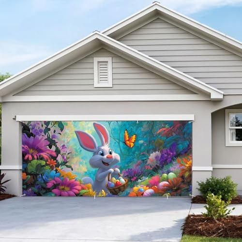 7 * 16FT Summer Garage Door Cover Decorations Sunset Palm Trees Garage Door