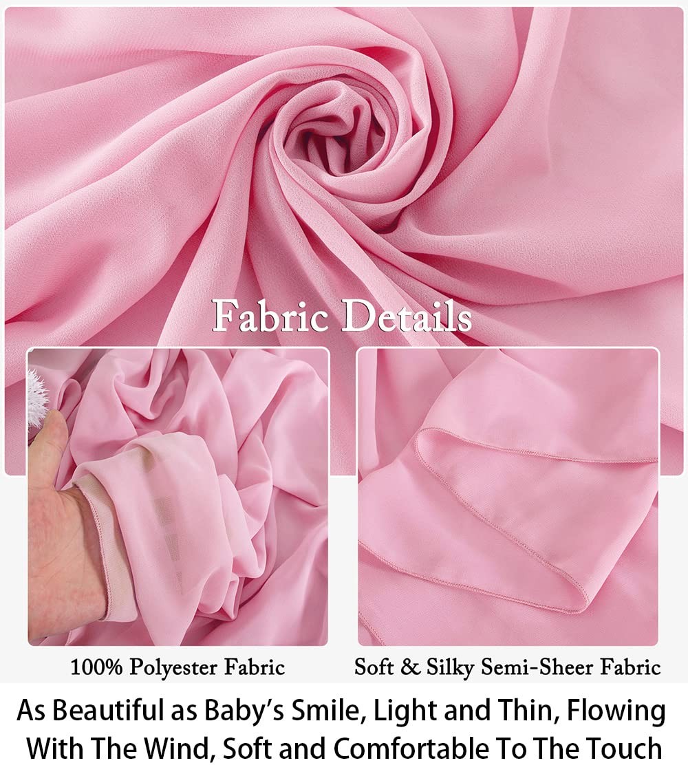 2 PCS Pink Semi Sheer Curtains 84 Inch Rod Pocket Chiffon Backdrop Drapes