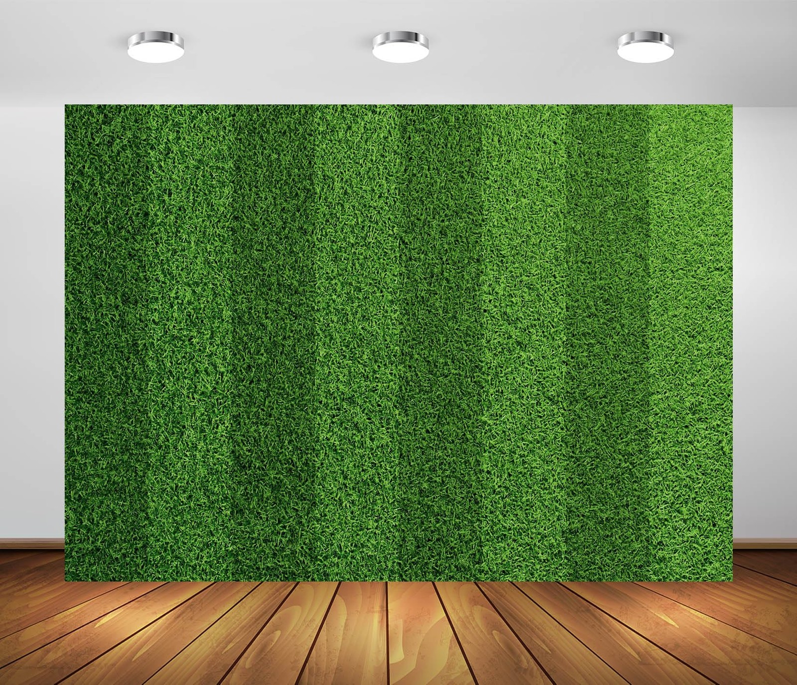 7x5ft Fabric Green Grass Lawn Backdrop Football Stadium Soccer Field Sports G…