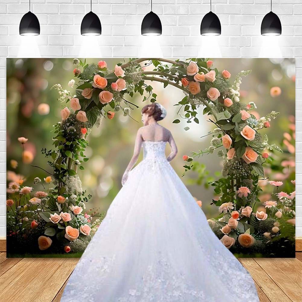 210x150cm Photography Background Fabric Wreath Scenery Wedding 3D Party3558